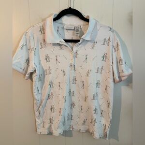 VTG Liz Golf Liz Claiborne Polo Shirt S/S All Over Print Size S